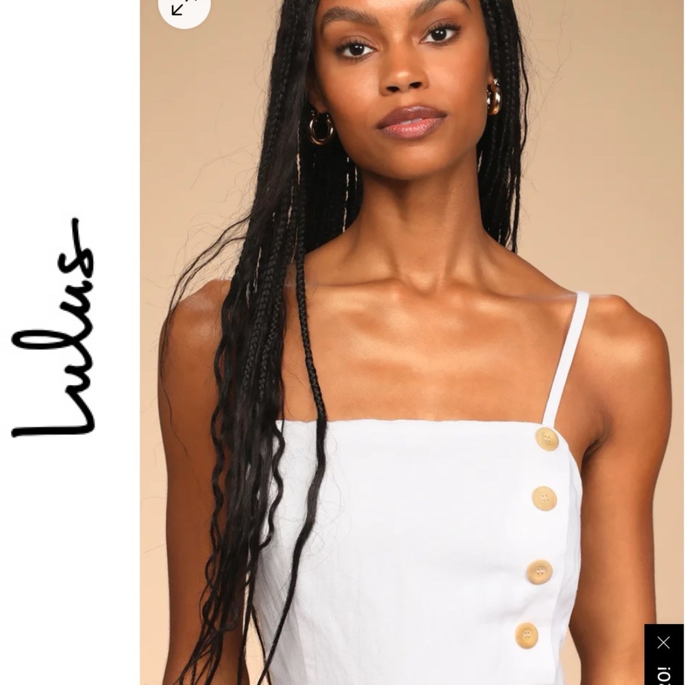 Lulu's Turn Up the Temp White Sleeveless Wide-Leg Jumpsuit M